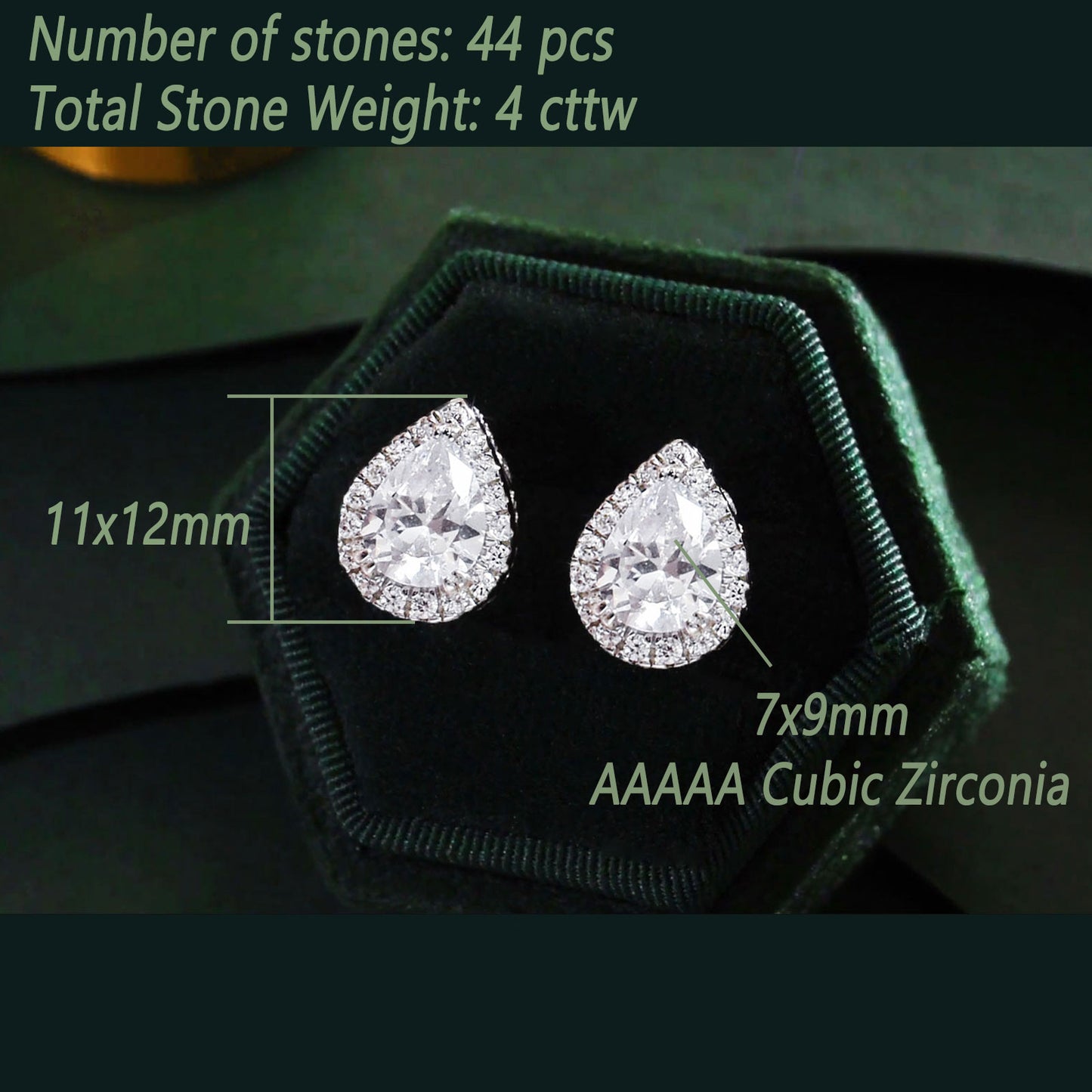 Newshe Jewellery Vintage Stud Earrings for Women 925 Sterling Silver Earring Sets Cubic Zirconia