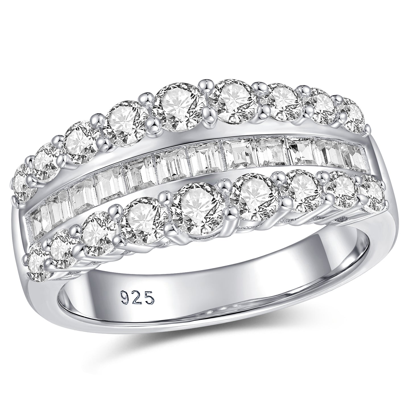 Newshe Jewellery Wide Moissanite Wedding Bands for Woman Bridal Rings 925 Sterling Silver Rings Size 5-10