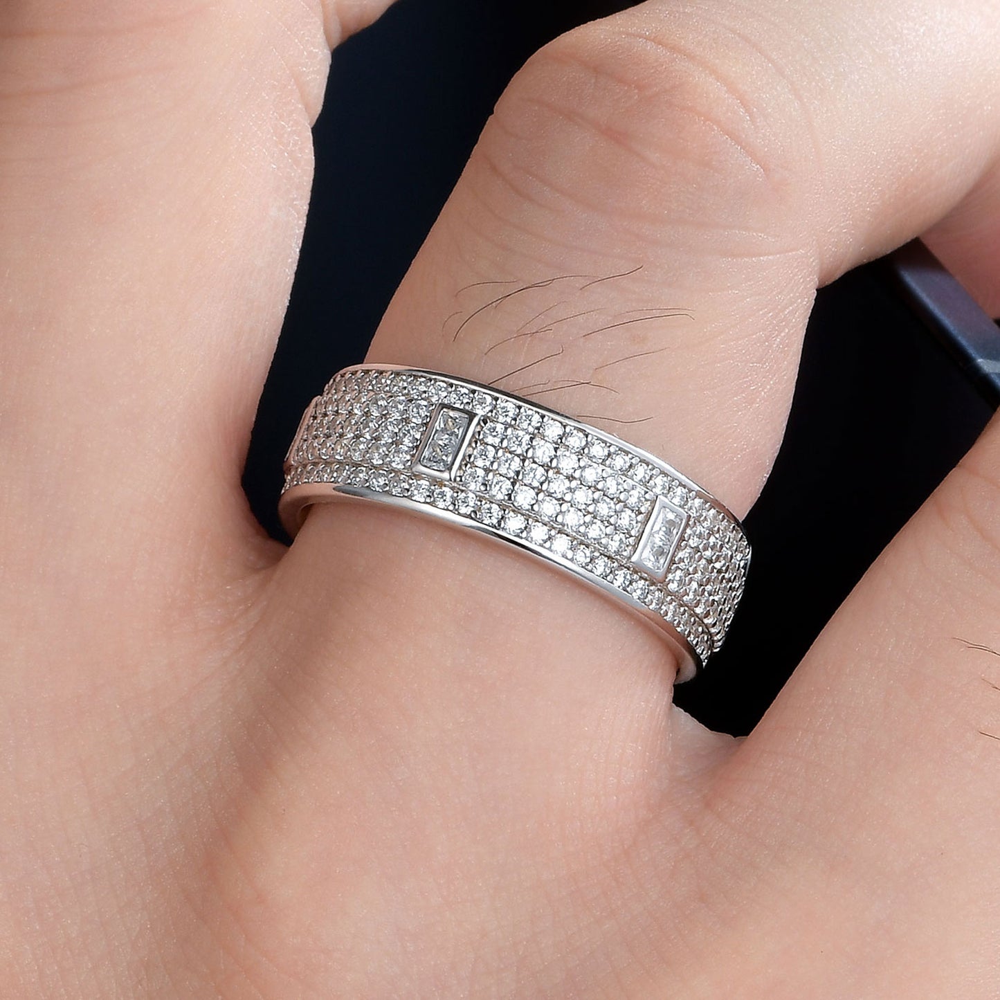 Newshe Jewellery Wedding Rings For Men 3ct 925 Sterling Silver Wedding Band For Men 5A Cz Men Rings Round Princess Size 8-13