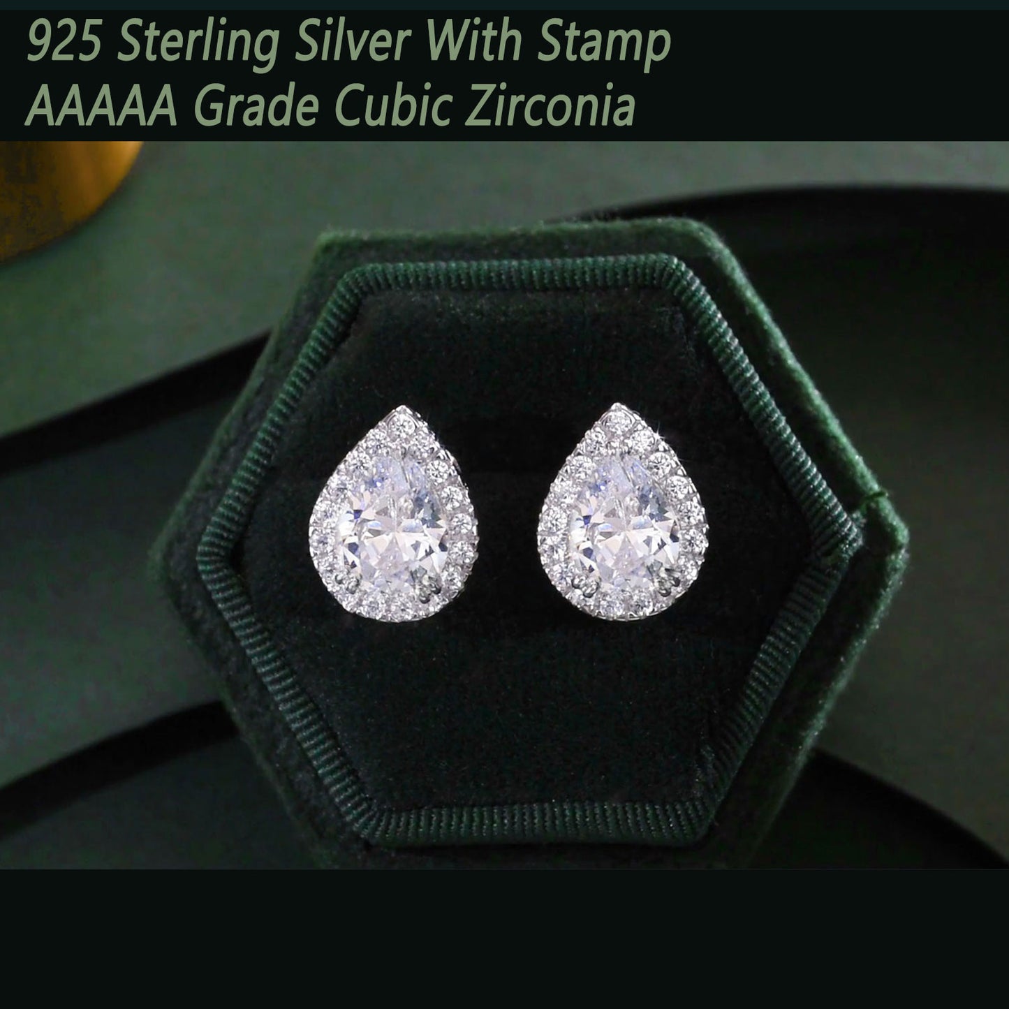 Newshe Jewellery Vintage Stud Earrings for Women 925 Sterling Silver Earring Sets Cubic Zirconia