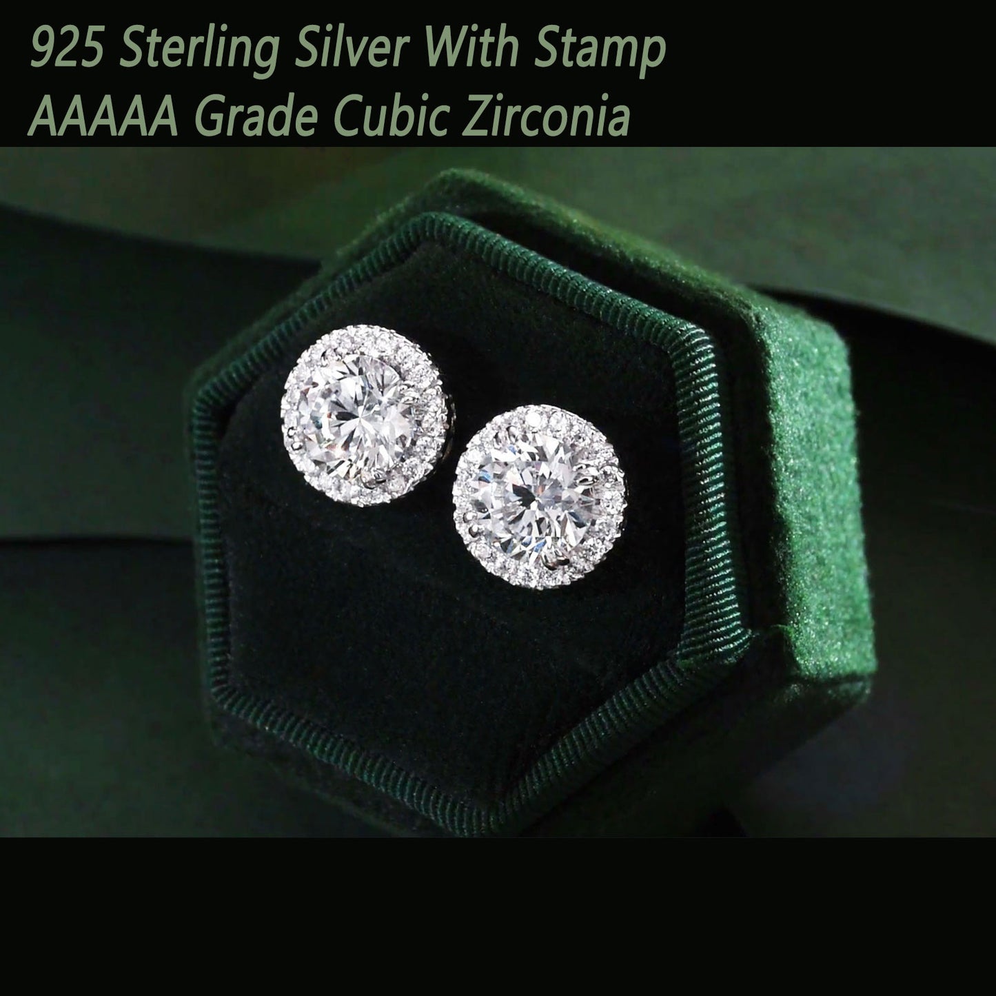 Newshe Jewellery Vintage Stud Earrings for Women 925 Sterling Silver Earring Sets Round Cubic Zirconia