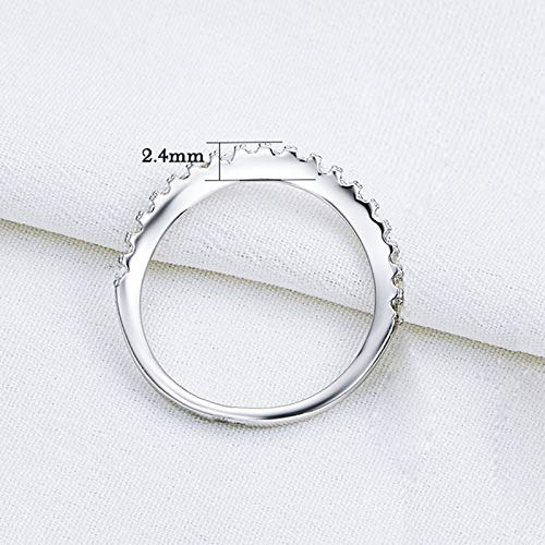 Newshe Curved Wedding Bands for Women Stacking Sterling Silver Eternity Rings Cz Wishbone Size 3-13
