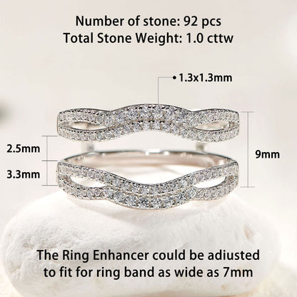 Newshe Bridal Ring Enhancer for Engagement Rings Wedding Band for Women AAAAA Cz Eternity Ring Guard Size 5-10