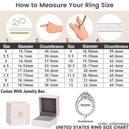 Newshe Engagement Rings for Women Wedding Ring Set 925 Sterling Silver Band Round Cz 1.6Ct Size 5-12