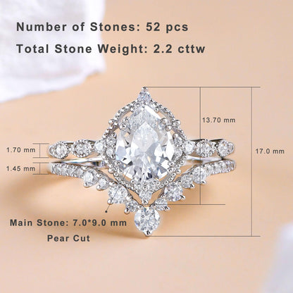 Newshe Jewellery Wedding Rings AAAAA Cz Women's Bridal Rings Sets 925 Sterling Silver Pear Shaped Engagement Ring Size 5-10