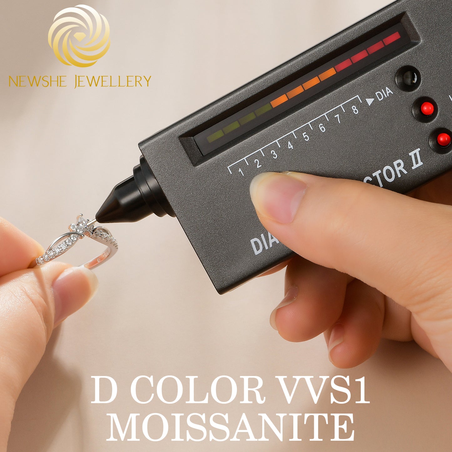 Newshe Jewellery D Color VVS1 Moissanite Curved Wedding Bands for Women Stacking Eternity Rings Crown Pear Round Anniversary