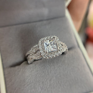 Newshe Princess Cut Engagement Ring Wedding Ring Set 925 Sterling Silver 1.4Ct White Cz Size 5-10