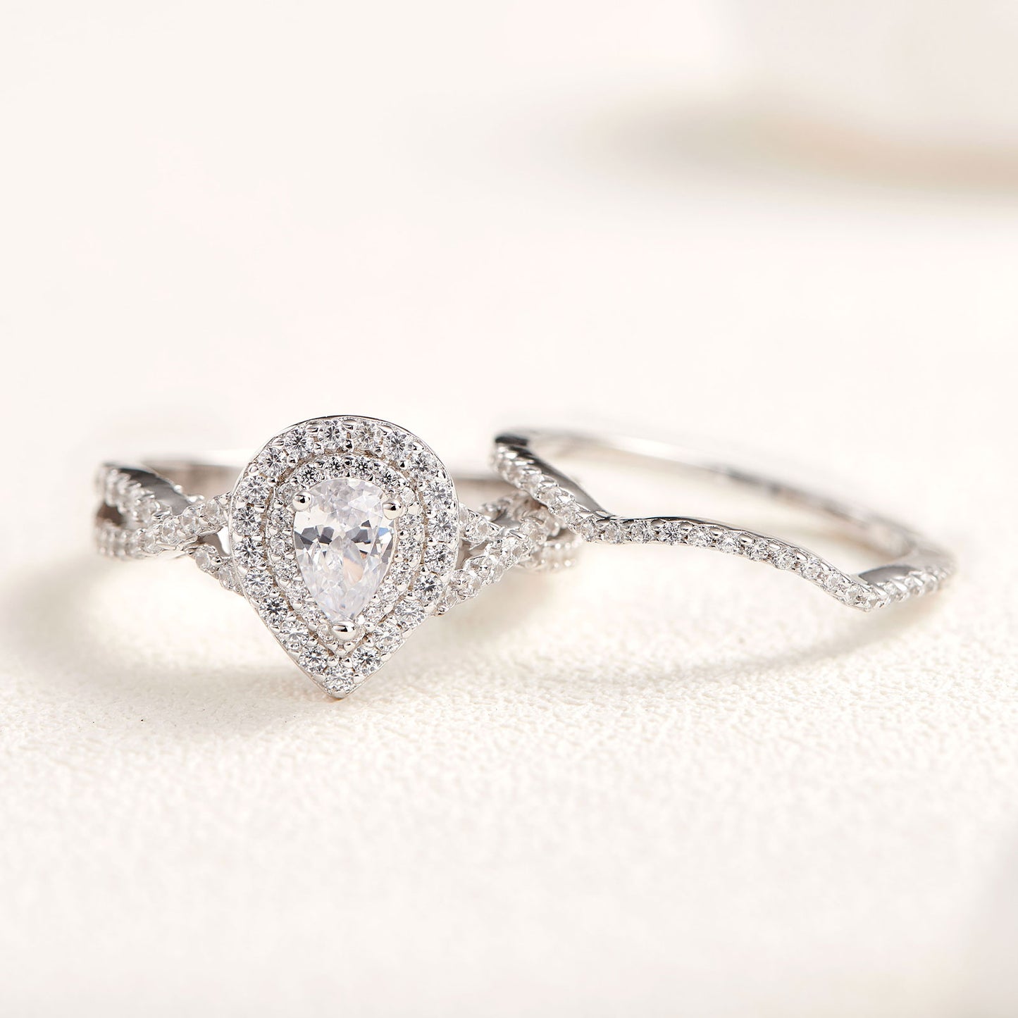 Newshe Jewellery 2 Ct Moissanite Wedding Rings for Women Twisted Band 925 Sterling Silver Rings Size 5-10