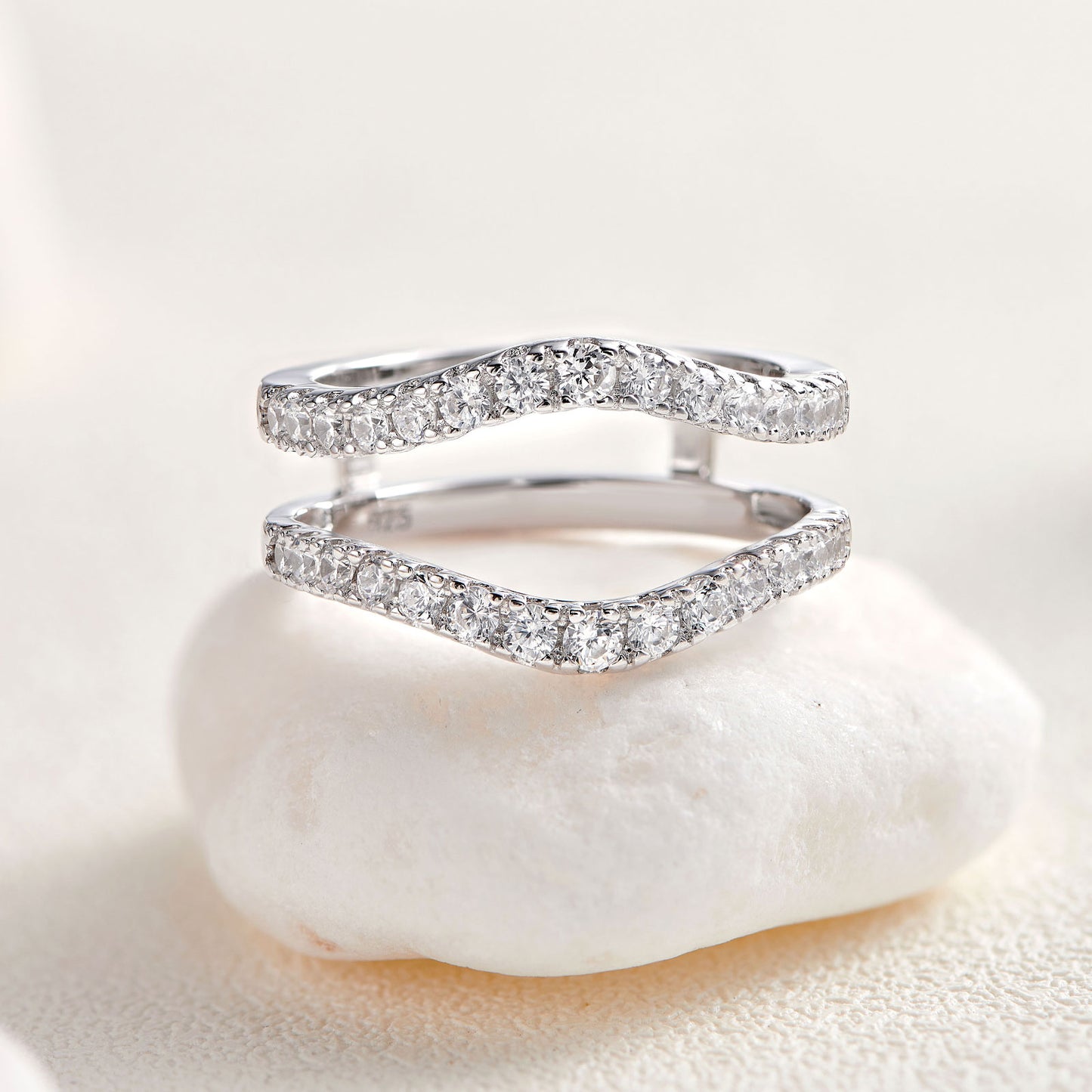 Newshe Moissanite Wedding Band for Women Ring Enhancer for Engagement Rings Bridal 925 Sterling Silver Dainty Guard Rings Size 5-10