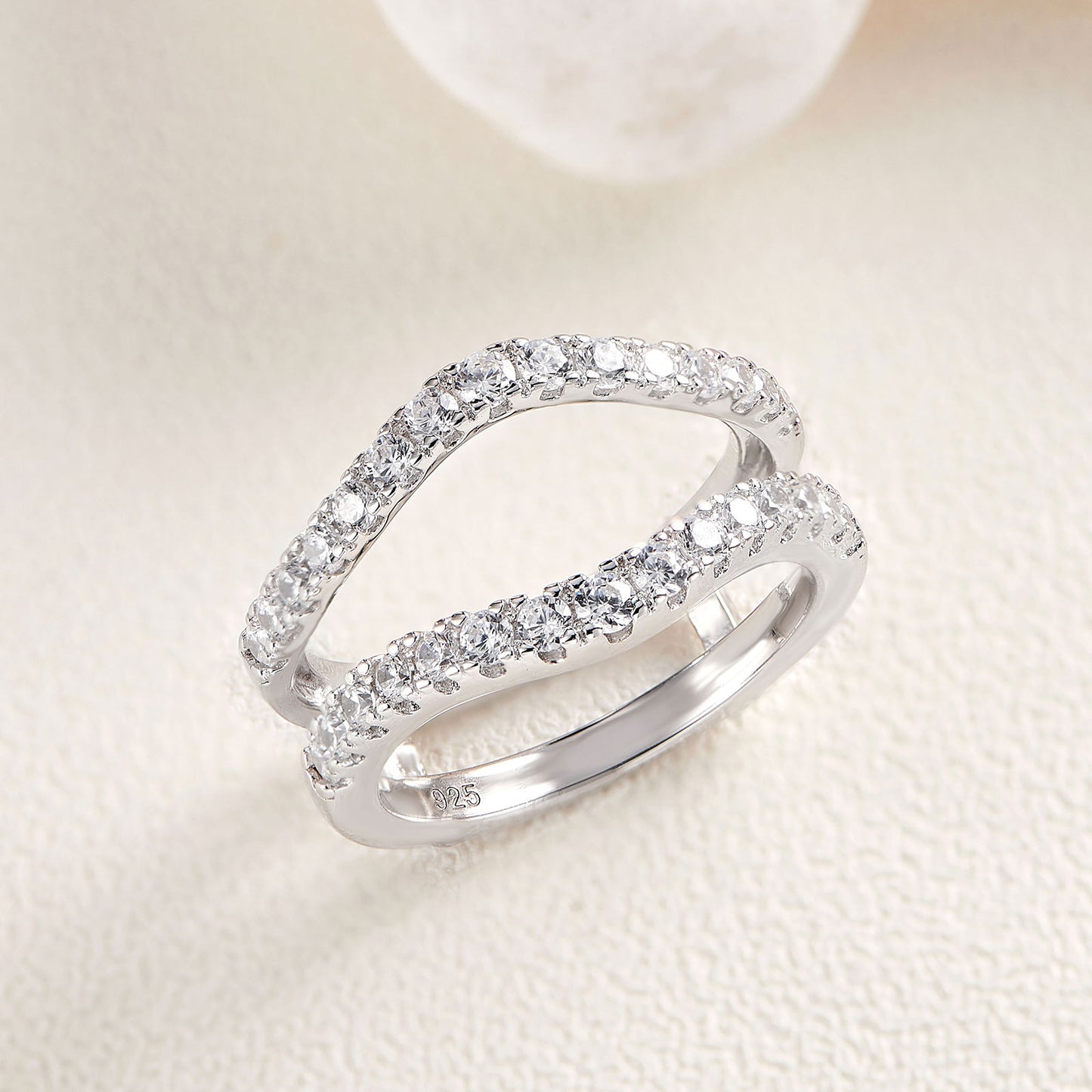 Newshe Moissanite Wedding Band for Women Ring Enhancer for Engagement Rings Bridal 925 Sterling Silver Dainty Guard Rings Size 5-10