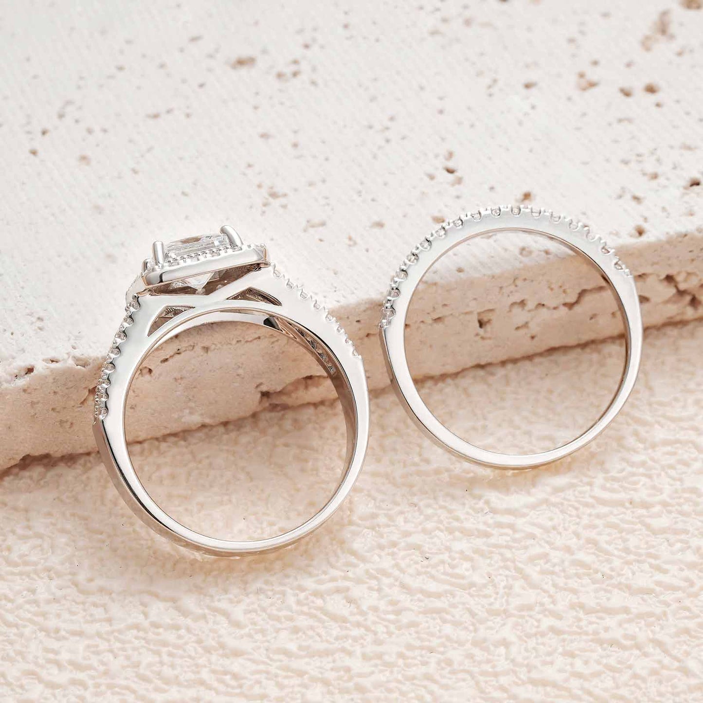 Newshe Jewellery 3.5CT Bridal Ring Sets Princess Cut 925 Sterling Silver AAAAA CZ Engagement Rings Promise Rings for Her Wedding Bands for Women Size 5-10