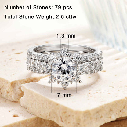 Newshe Wedding Ring Sets Engagement rings for women 925 Sterling Silver Ring Enhancer Flower Halo 5A Cz Size 5-10