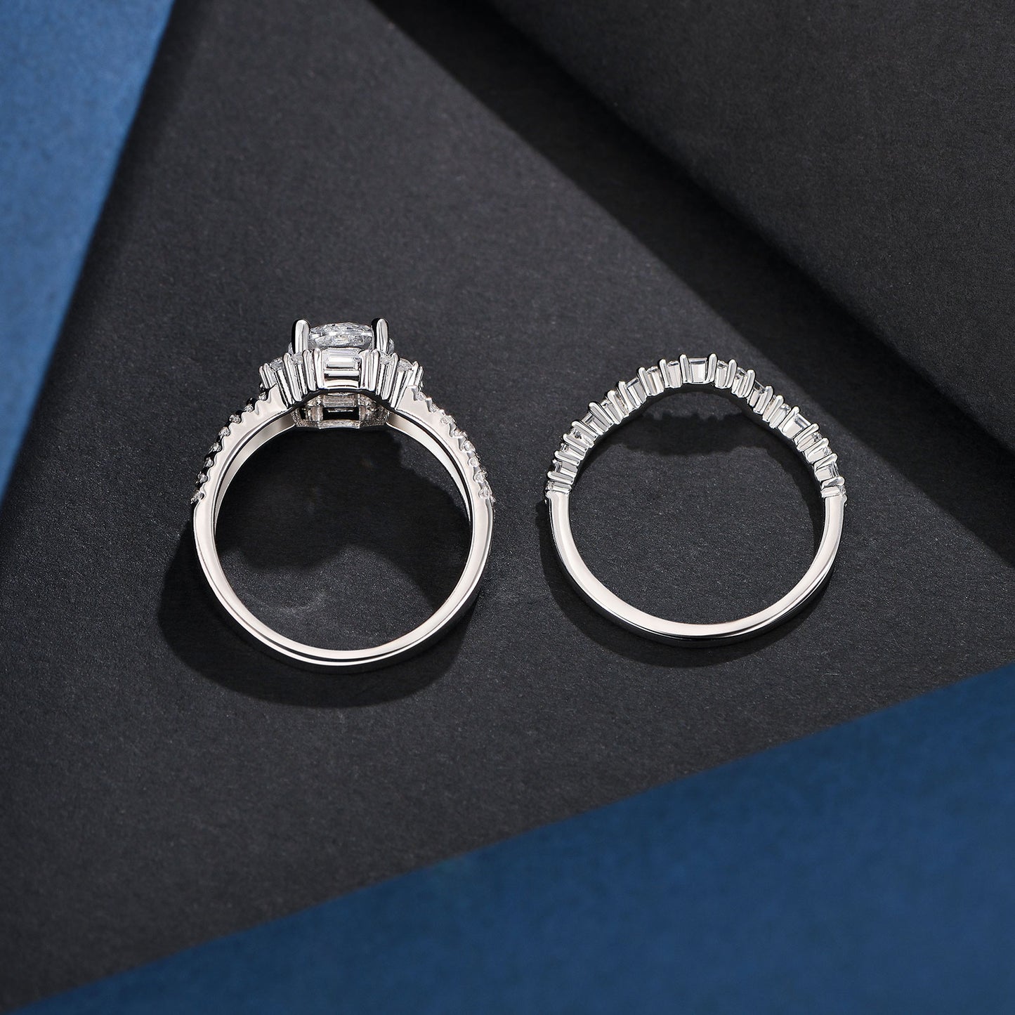 Newshe Jewellery Rings For Women Wedding Ring Sets 925 Sterling Silver AAAAA Cz Round Emerald Size 5-10