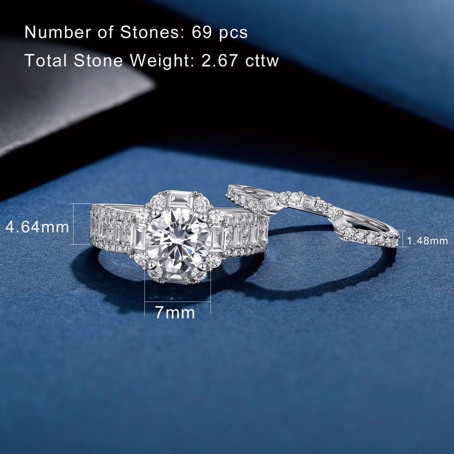 Newshe Jewellery Rings For Women Wedding Ring Sets 925 Sterling Silver AAAAA Cz Round Emerald Size 5-10