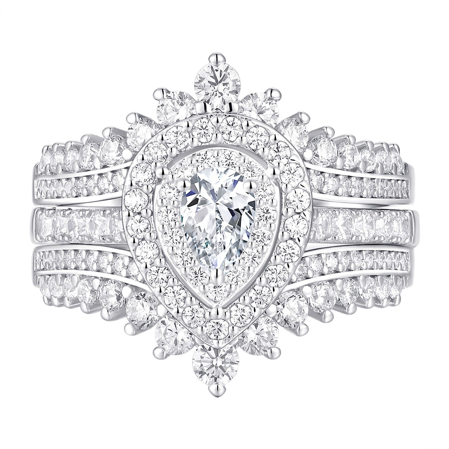 Heinlov Wedding Rings Set AAAAA Cz Rings for Women Engagement Rings 925 Sterling Silver Bridal Ring Enhancer Size 5-10