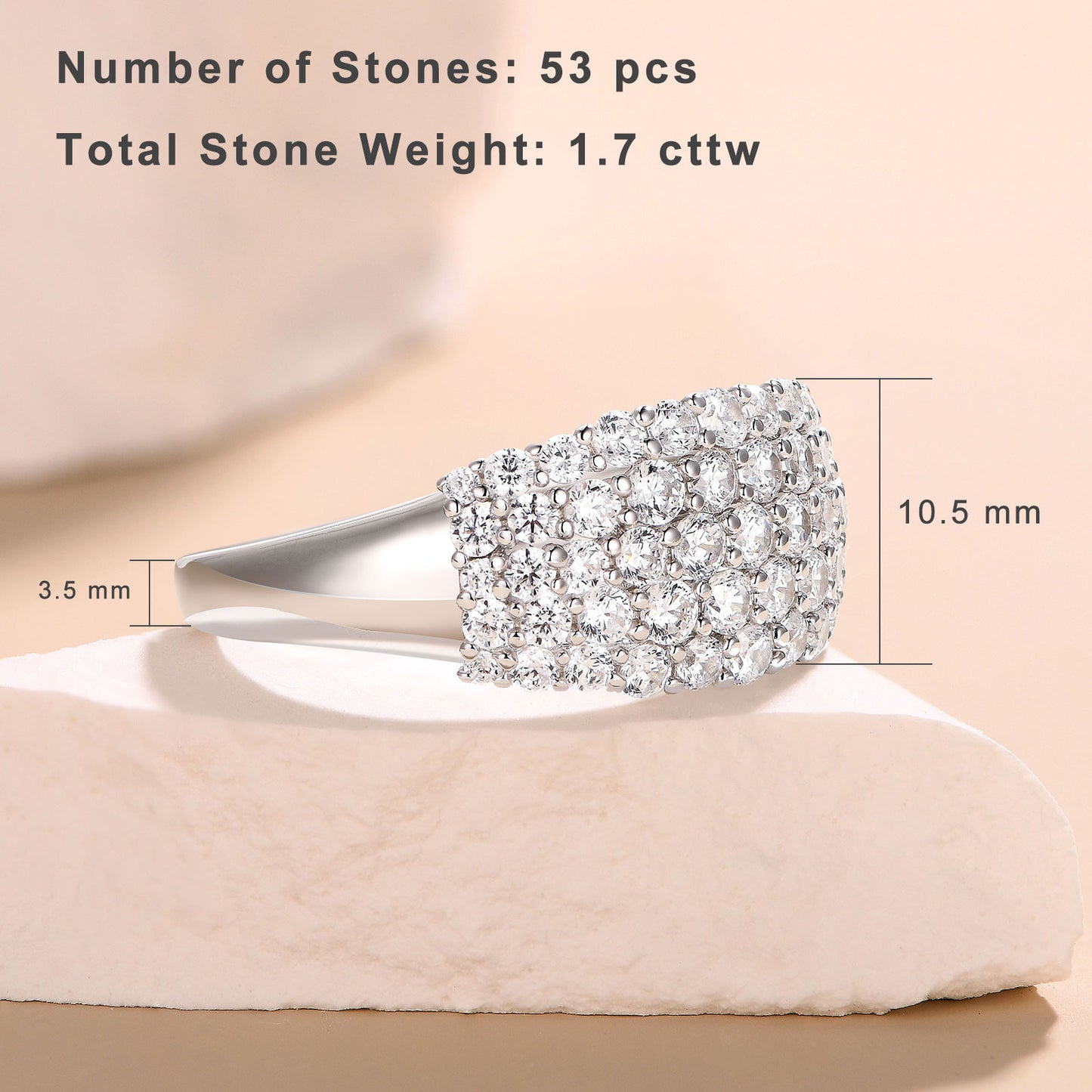 Newshe Jewellery Wide Wedding Bands for Her AAAAA 925 Sterling Silver Engagement Rings for Women Bridal Eternity Cz Size 5-10