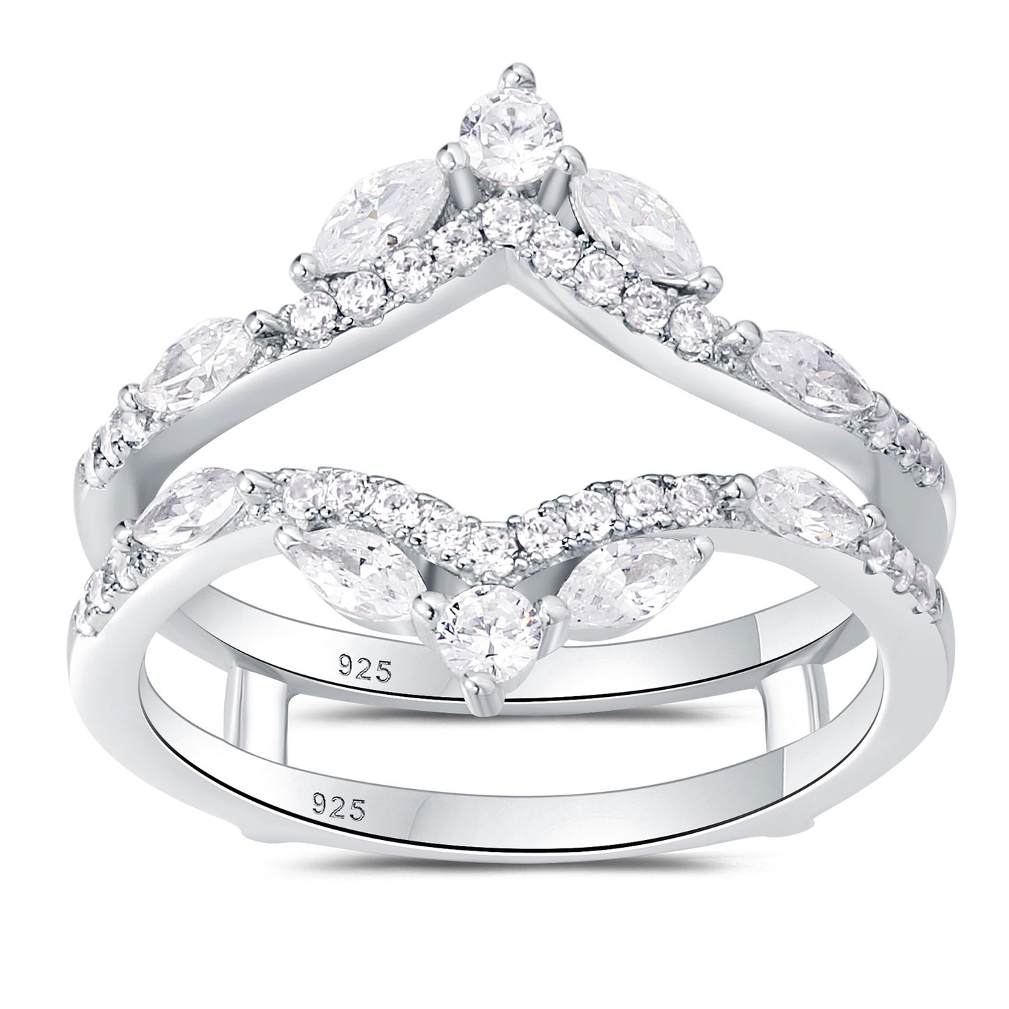 Newshe Jewellery 5A Cz Wedding Ring Enhancer for Engagement Rings 925 Sterling Silver Marquise Promise Eternity Band Sz 5-10