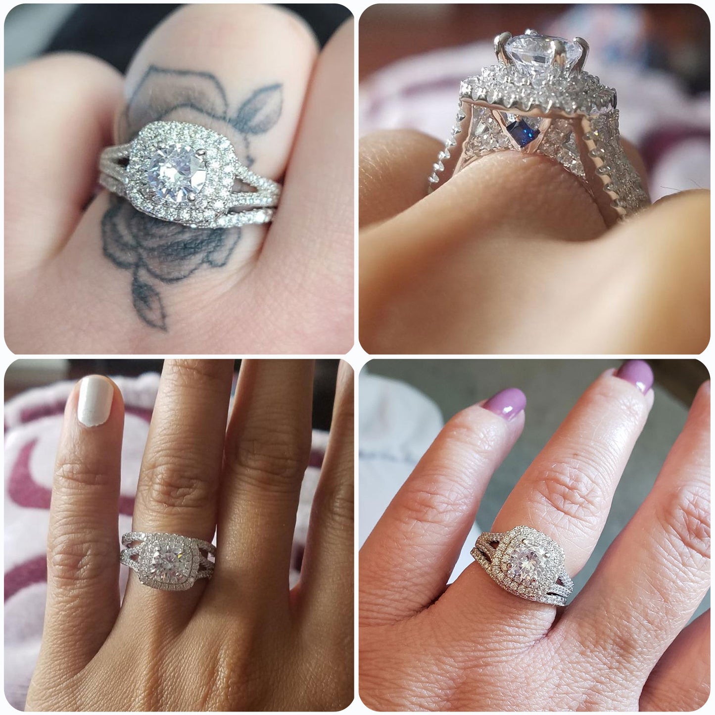 Newshe Wedding Engagement Ring Set 925 Sterling Silver 2ct Round Created Blue Sapphire White Cz Size 4-13