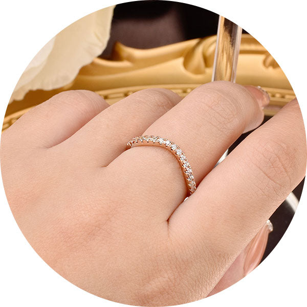 Newshe Curved Wedding Bands for Women Stacking Sterling Silver Eternity Rings Cz Wishbone Rose Gold Size 5-10