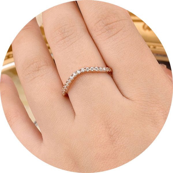 Newshe Curved Wedding Bands for Women Stacking Sterling Silver Eternity Rings Cz Wishbone Rose Gold Size 5-10
