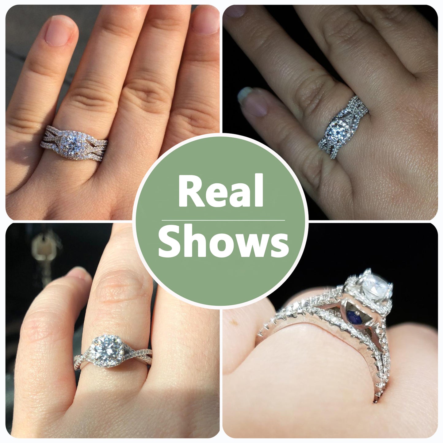 Newshe Engagement Wedding Ring Setss for Women 925 Sterling Silver 3pcs Round White AAAAA Cz Size 5-10