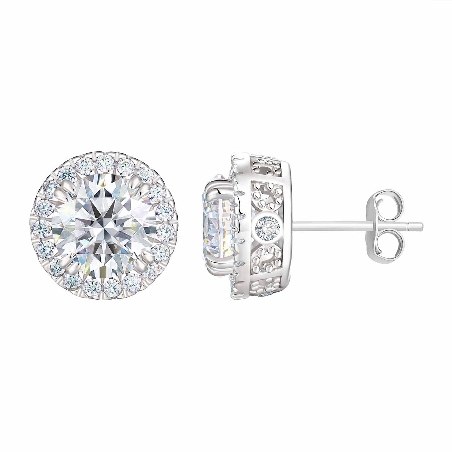 Newshe Jewellery Vintage Stud Earrings for Women 925 Sterling Silver Earring Sets Round Cubic Zirconia