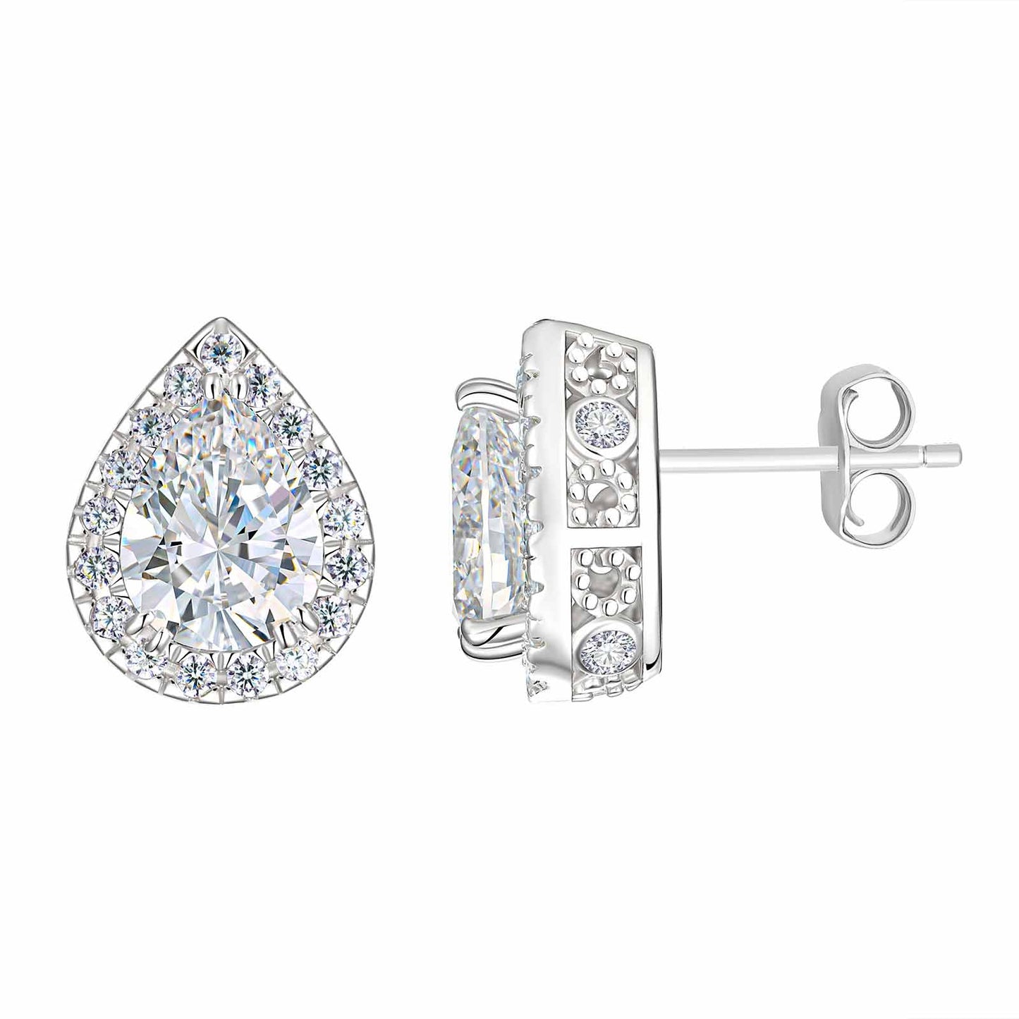 Newshe Jewellery Vintage Stud Earrings for Women 925 Sterling Silver Earring Sets Cubic Zirconia