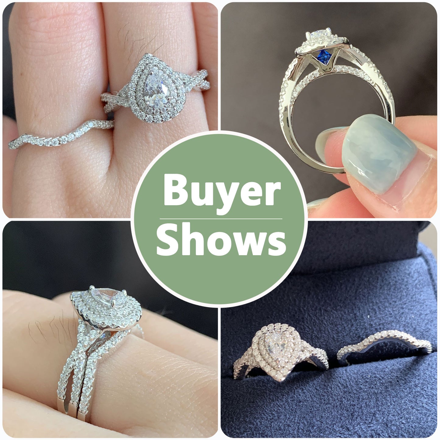 Newshe Jewellery 2 Ct Moissanite Wedding Rings for Women Twisted Band 925 Sterling Silver Rings Size 5-10