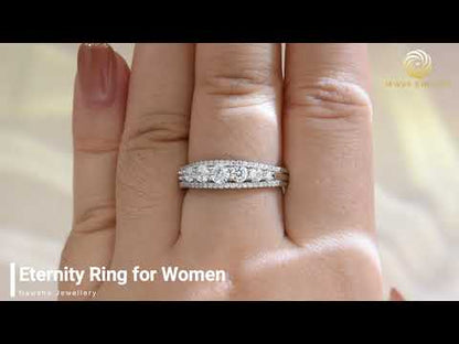 Newshe Eternity Ring Wedding Band for Women 925 Sterling Silver 1.13ct Round White AAAAA Cz Size 4-13