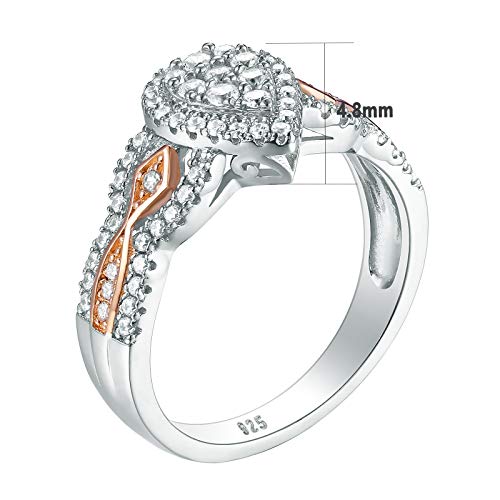 Newshe Pear Bridal Engagement Wedding Ring Set for Women Rose Gold Cz 925 Sterling Silver Size 5-13