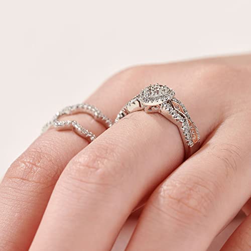 Newshe Pear Bridal Engagement Wedding Ring Set for Women Rose Gold Cz 925 Sterling Silver Size 5-13