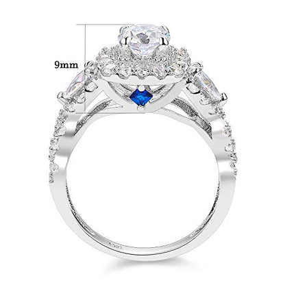 Newshe Engagement Wedding Ring Set For Women 925 Sterling Silver 2.4ct Round Pear White Cz Size 3-13