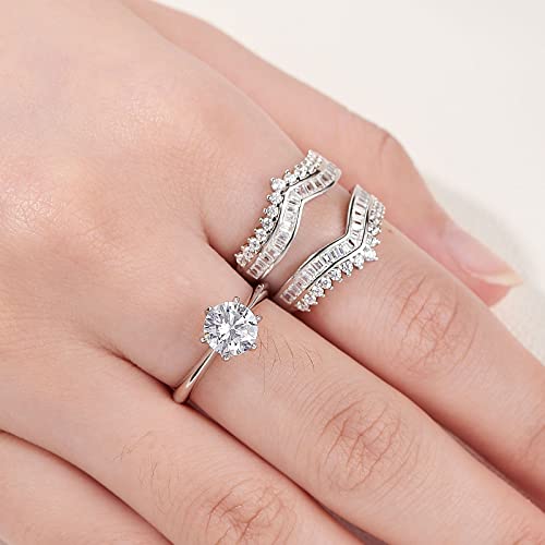 Newshe 3.5Ct Ring Enhancer Wedding Rings for Women Engagement Ring Set Sterling Silver Band Cz Size 5-12