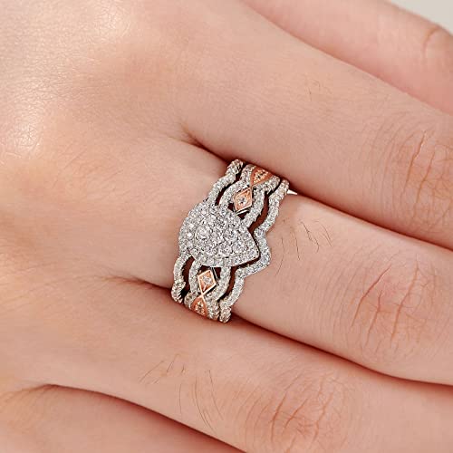 Newshe Pear Bridal Engagement Wedding Ring Set for Women Rose Gold Cz 925 Sterling Silver Size 5-13