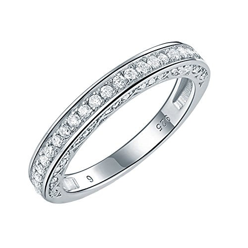 Newshe Stackable Band Wedding Engagement Ring for Women 925 Sterling Silver CZ Eternity 2.5mm Size 4-13