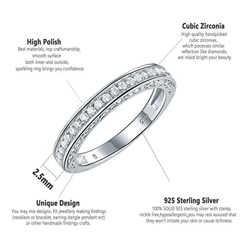 Newshe Stackable Band Wedding Engagement Ring for Women 925 Sterling Silver CZ Eternity 2.5mm Size 4-13