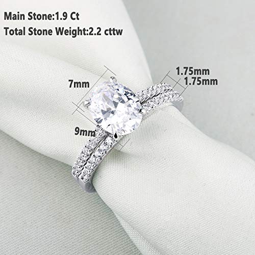 Newshe Solitaire Engagement Rings for Women Wedding Ring Set Sterling Silver Oval Cz 2.2Ct Size 5-12