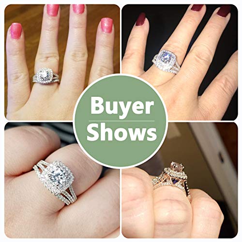 Newshe Wedding Engagement Ring Set 925 Sterling Silver 2ct Round Created Blue Sapphire White Cz Size 4-13