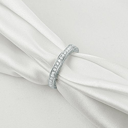 Newshe Stackable Band Wedding Engagement Ring for Women 925 Sterling Silver CZ Eternity 2.5mm Size 4-13