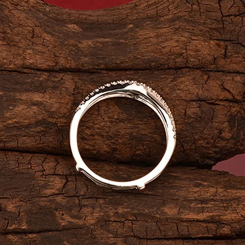 Newshe Cubic Zirconia Curved Wedding Bands for Women Ring Enhancer Guard for Engagement Rings 925 Sterling Silver Size 4-13