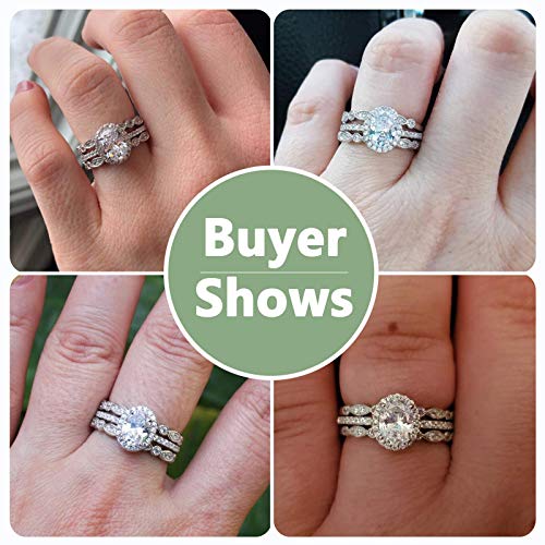 Newshe Jewellery Engagement Sets Wedding Rings for Women 925 Sterling Silver 3pcs White AAAAA Cz Size 4-13