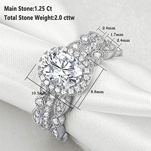 Newshe Jewellery Engagement Sets Wedding Rings for Women 925 Sterling Silver 3pcs White AAAAA Cz Size 4-13