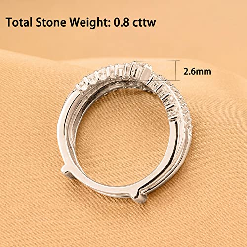 Newshe Wedding Rings for Women Engagement Sterling Silver Bridal Ring Enhancer 0.8Ct Cubic Zirconia Wedding Set Size 4-13