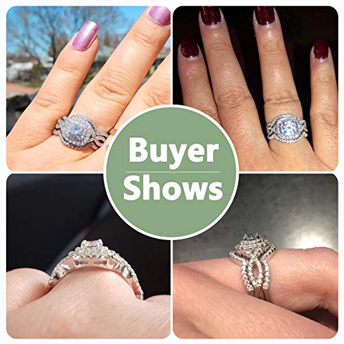 Newshe Wedding Rings for Women Engagement Ring Set 925 Sterling Silver 3pcs 2Ct White Cz Size 5-12