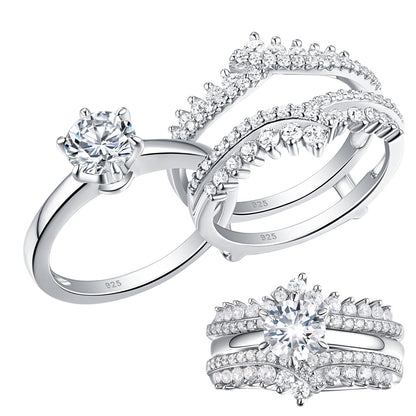 Newshe Jewellery Moissanite Wedding Rings for Women VVS1 D Color Engagement Rings Enhancer Band 925 Sterling Silver Size 5-10