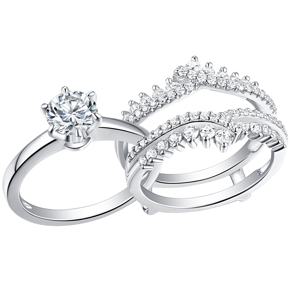 Newshe Moissanite Wedding Rings for Women Engagement Ring Enhancer Band Bridal Set 1.8Ct Round