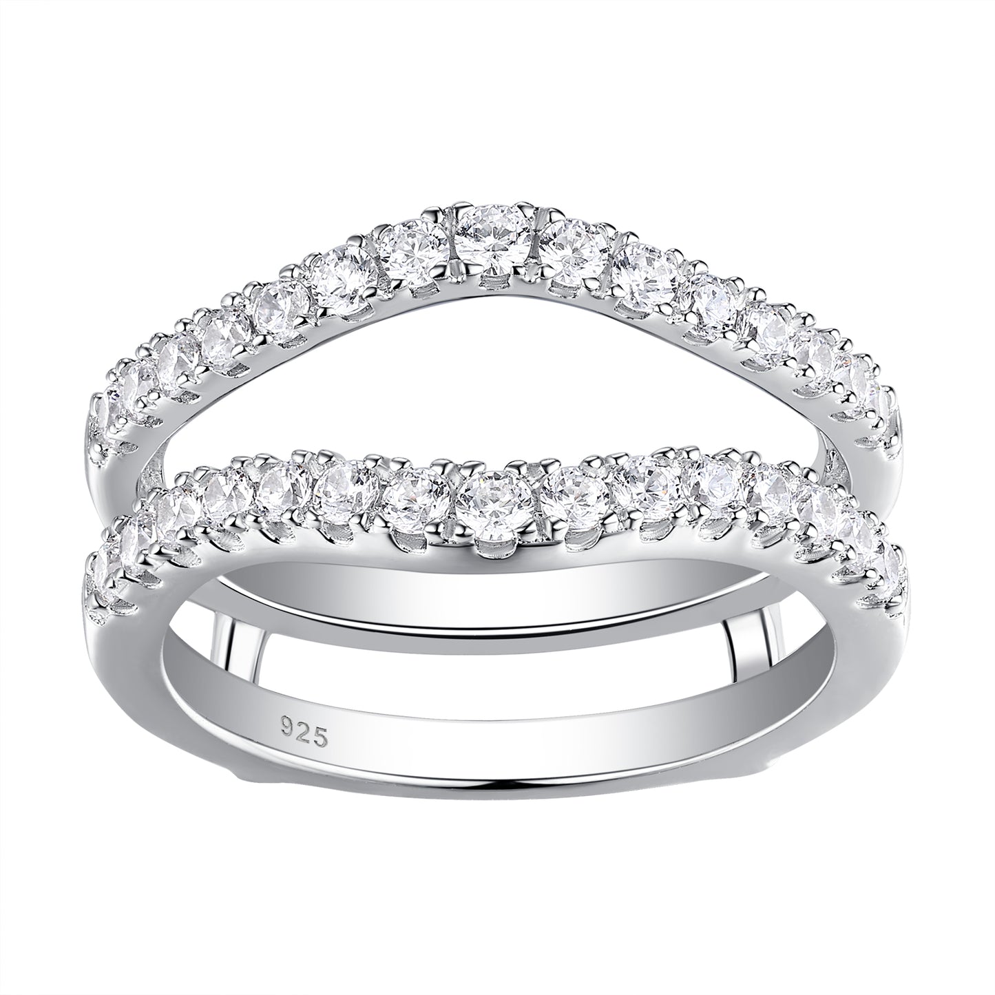 Newshe Moissanite Wedding Band for Women Ring Enhancer for Engagement Rings Bridal 925 Sterling Silver Dainty Guard Rings Size 5-10