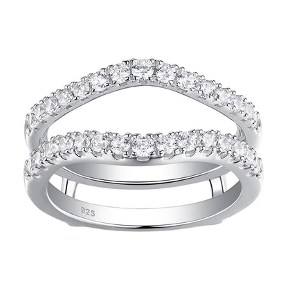 Newshe Moissanite Wedding Band for Women Ring Enhancer for Engagement Rings Bridal 925 Sterling Silver Dainty Guard Rings Size 5-10