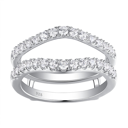 Newshe Moissanite Wedding Band for Women Ring Enhancer for Engagement Rings Bridal 925 Sterling Silver Dainty Guard Rings Size 5-10