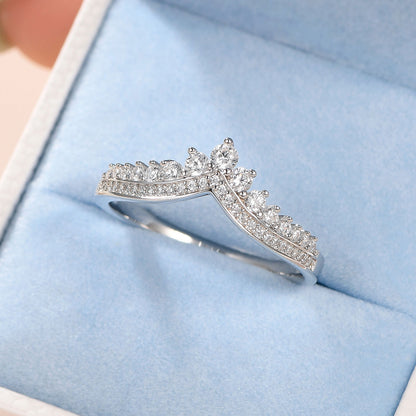 Newshe Jewellery AAAAA Crown Wedding Band for Women Stackable Eternity Rings 925 Sterling Silver Engagement Ring